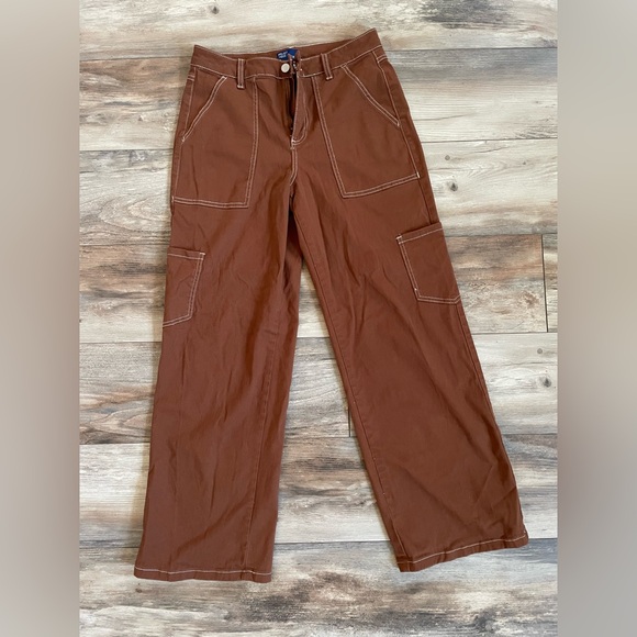 project indigo Pants - Brown cargo wide leg pants